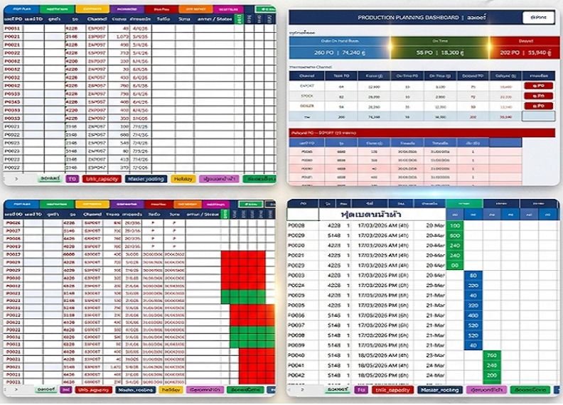 โปรแกรมวางแผนการผลิตอัตโนมัติ Smart Production Plan By VBA Excel UI ภาพรวมคุณสมบัติ